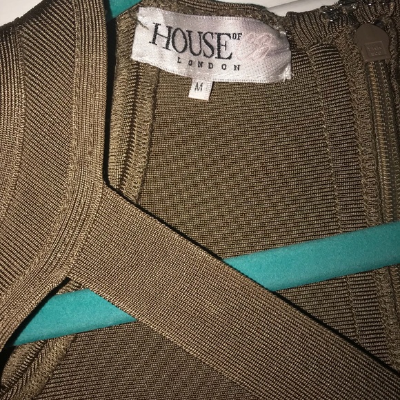 HOUSEOFCB ‘Rosliza' Taupe Mini Bandage Dress - Picture 3 of 4